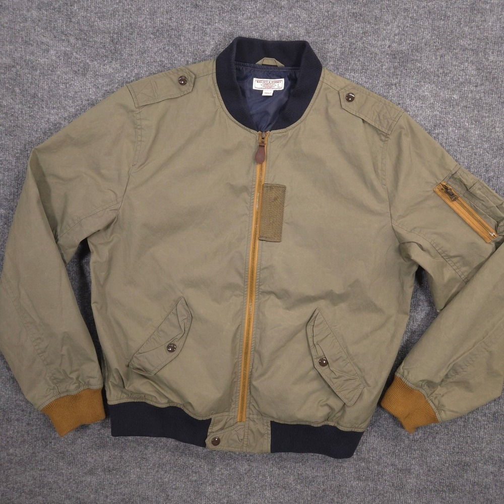 Wallace & Barnes Bomber Jacket Mens L Olive MA-1 Flight Style Utility Arm Pocket